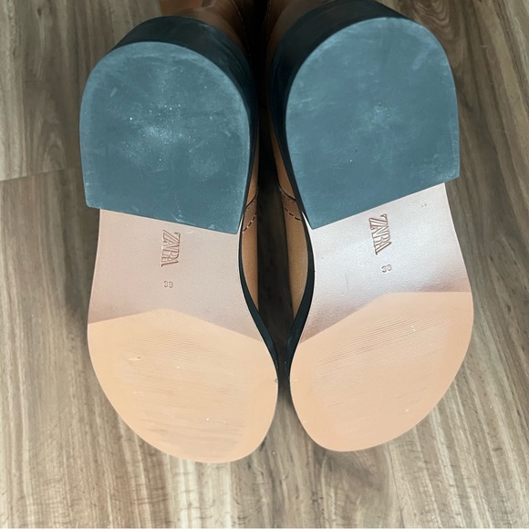 New Zara Tall Brown Leather Boots 7.5 US - Picture 5 of 8